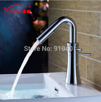 Wholesale And Retail Promotion NEW Luxury Chrome Brass Bathroom Basin Faucet Deck Mounted Vanity Sink Mixer Ta [Chrome Faucet-1754|]