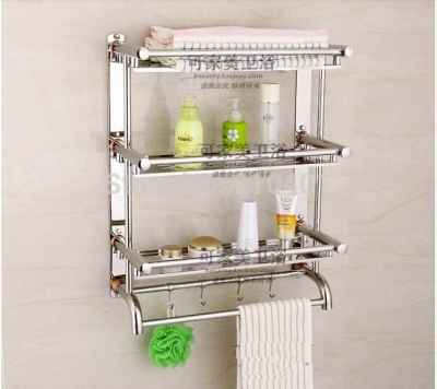 Wholesale And Retail Promotion NEW Stainless Steel Wall Mounted Bathroom Shelf Towel Rack Holder Caddy Storage [Storage Holders & Racks-4397|]