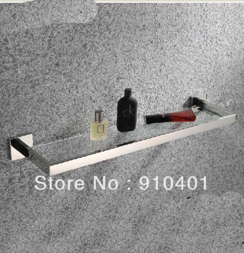 Wholesale And Retail Promotion NEW Wall Mounted Chrome Brass Square Bathroom Shower Caddy Cosmetic Glass Shelf