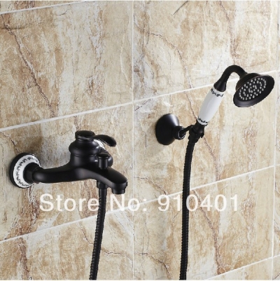 Wholesale And Retail Promotion Oil Rubbed Bronze Bathroom Tub Faucet Single Handle Shower Mixer Tap Hand Shower [Wall Mounted Faucet-5217|]