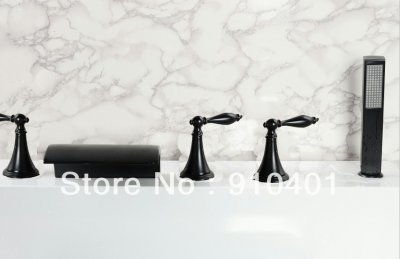Wholesale And Retail Promotion Oil Rubbed Bronze Deck Mounted Waterfall Bathroom Tub Faucet W/ Hand Shower Tap