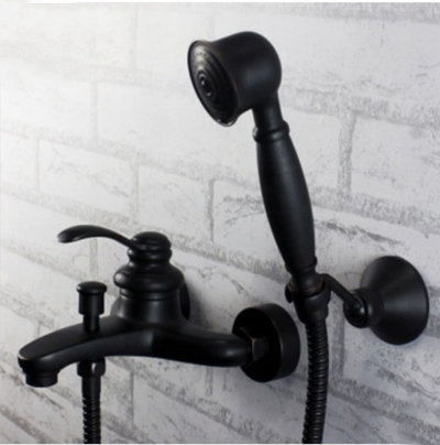 Wholesale And Retail Promotion Oil Rubbed Bronze Wall Mounted Bathtub Faucet Set W/Handheld Shower Sprayer Tap [Wall Mounted Faucet-5199|]