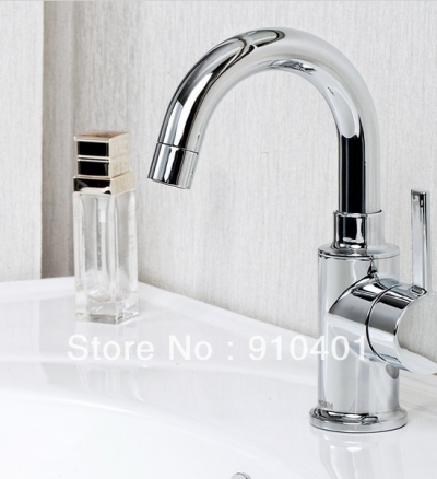Wholesale And Retail Promotion Polished Chrome Brass Bathroom Basin Faucet Single Handle Deck Mounted Mixer Tap [Chrome Faucet-1566|]