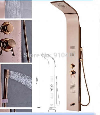 Wholesale And Retail Promotion Rose Golden Shower Column Massage Jets Tub Mixer Tap With Hand Shower Wall Mount