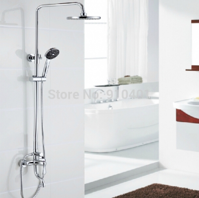 Wholesale And Retail Promotion Wall Mount Round Style 8" Rain Shower Faucet Tub Mixer Tap Single Handle Shower