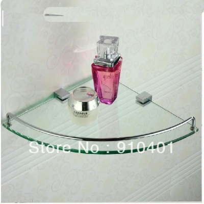 Wholesale And Retail Promotion Wall Mounted Corner Chrome Brass Bathroom Shower Shelf Caddy Cosmetic Glass Tier