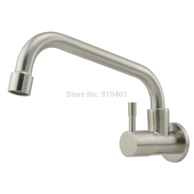 Wholesale And Retail Promotion Wall Mounted Kitchen Faucet Single Handle For Cold Water Facuet Tap Swivel Spout