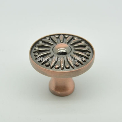 hotsell eu style single hole flower embossed copper zinc alloy 61g antique drawer knobs pull with 1 pcs screw