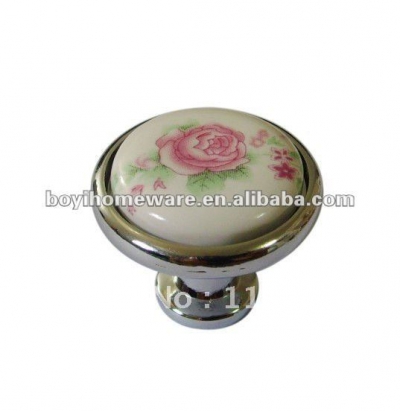 pink flower pattern ceramic furniture accessories wholesale and retail shipping discount 100pcs/lot Y41-PC [SilverZincAlloyHandlesandKnobs-500|]