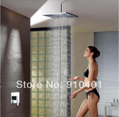 wholesale and retail Promotion Celling Mounted 8" Rain Shower Faucet Set Single Handle Valve Mixer Tap Chrome