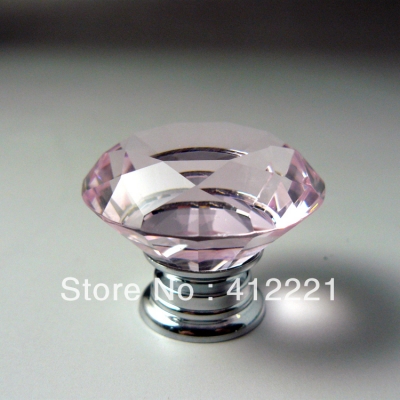 - 10pcs/lot size 50mm factory wholesale REAL Pink Diamond Feature crystal bedroom furniture knob pull