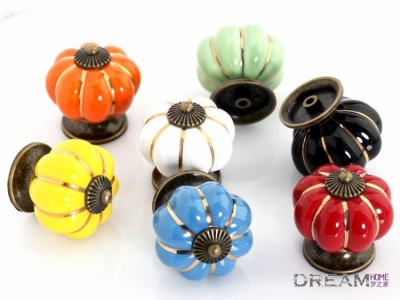 -10pcs pumpkin Ceramic knob for Kids/ Children, Kitchen Ceramic Door Cabinets Cupboard knob and handles Dia 40mm