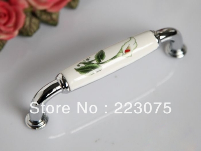 -calla flowers CC:128MM w screw European villager style ceramic drawer cabinets pull handle door knobs 10pcs/lot