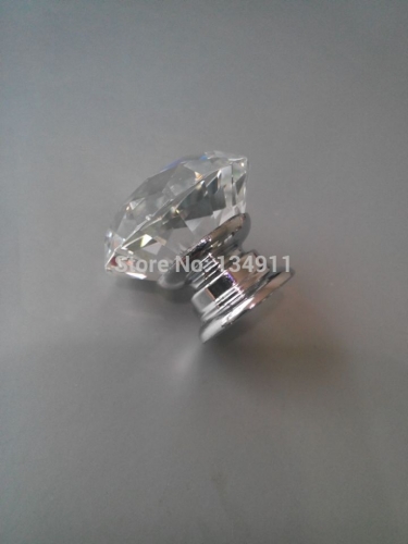 2pcs 30mm K9 Clear Crystal Diamond Shape Chroming Pulls Muebles Hardware Kitchen Handles Door Desk Closet