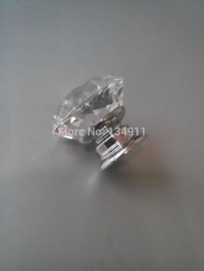 2pcs 30mm K9 Clear Crystal Diamond Shape Chroming Pulls Muebles Hardware Kitchen Handles Door Desk Closet [CrystalHandle-57|]