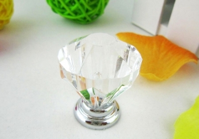 30Pcs Furniture Hardware Clear Crystal Glass Pull Handle Knobs Cabinet Door New (Diameter.:31mm)