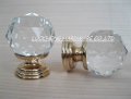 6PCS/LOT 40MM CLEAR CUT CRYSTAL CABINET KNOB WITH K-GOLD FINISH BRASS BASE