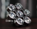 Free Shipping 10pcs Flower Single Hole Silver Zinc Alloy Hardware Pull Handle Crystal Round Bead for Furniture Drawer