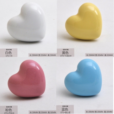 Free Shipping 4colors heart series Ceramic knob for kids bedroom drawer pull handles 10pcs [KidsHandles-585|]