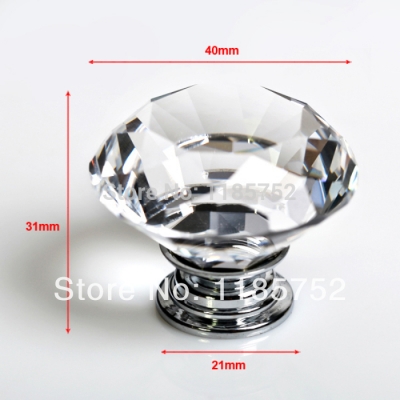Free Shipping Diamond Shaped Clear Glass Crystal Cabinet Pull Drawer Handle Kitchen Door Home Furniture Knob 1PCS Diameter 40mm [Knobs-27|]