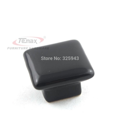 Suqare Solid Black Ceramic Cabinet Knob Handle Pull Dresser Cupboard Knob [Ceramic pull-210|]