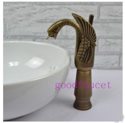 Wholesale And Retail Promotion NEW Antique Bronze Tall Swan Shape Bathroom Faucet Sink Mixer Tap Swivel Handle