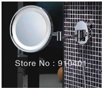 Wholesale And Retail Promotion Polished Chrome Round 3x Magnifying Bathroom Mirror LED Makeup Cosmetic Mirror [Make-up mirror-3602|]