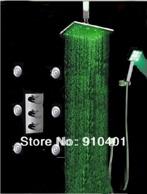 Wholesale And Retail Promotion Bathroom 8" LED Thermostatic Shower Faucet 6 Massage Jets Body Spray Hand Shower
