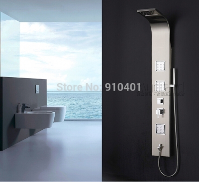 Wholesale And Retail Promotion Brushed Nickel Waterfall Shower Column Massage Jets Tub Mixer Tap W/ Massage Jet