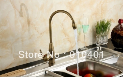 Wholesale And Retail Promotion Deck Mounted Antique Brass Kitchen Faucet Single Handle Vessel Sink Mixer Tap