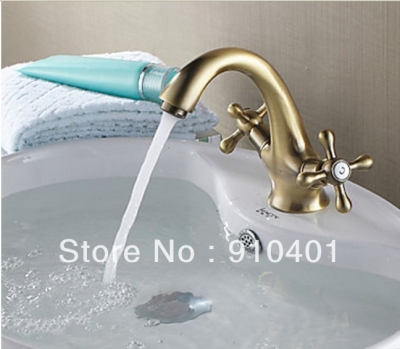 Wholesale And Retail Promotion Euro Style Bathroom Antique Brass Luxury Basin Faucet Dual Cross Handles Mixer