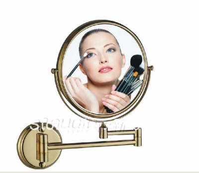 Wholesale And Retail Promotion Golden Finish Bathroom Wall Mounted Beauty Makeup Mirror Magnifying Round Mirror [Make-up mirror-3614|]