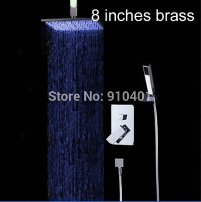 Wholesale And Retail Promotion LED Color Changing 8" Rain Shower Faucet Single Handle Vavle Mixer Tap Hand Unit