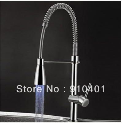 Wholesale And Retail Promotion LED Color Changing Deck Mounted Chrome Finish Kitchen Faucet Single Handle Mixer