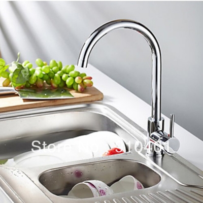 Wholesale And Retail Promotion LED Colors Polished Chrome LED Kitchen Bar Sink Faucet Swivel Spout Mixer Tap [Chrome Faucet-989|]