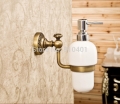 Wholesale And Retail Promotion Luxury Antique Brass Bathroom Kitchen Sink Liquid Soap Dispenser Ceramic Cup