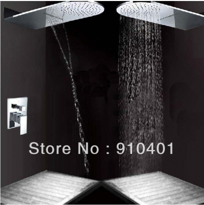 Wholesale And Retail Promotion Luxury Brass Waterfall Rainfall Shower Faucet Set Single Handle Shower Mixer Tap [Chrome Shower-2369|]