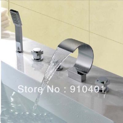 Wholesale And Retail Promotion Luxury Chrome Brass Waterfall Tub Faucet With Hand Shower Mixer Tap 5PCS Shower [5 PCS Tub Faucet-119|]