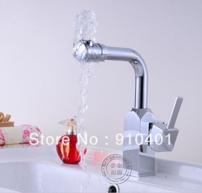 Wholesale And Retail Promotion Luxury Deck Mounted Chrome Brass Bathroom Basin Faucet Swivel Spout Sink Mixer [Chrome Faucet-1299|]