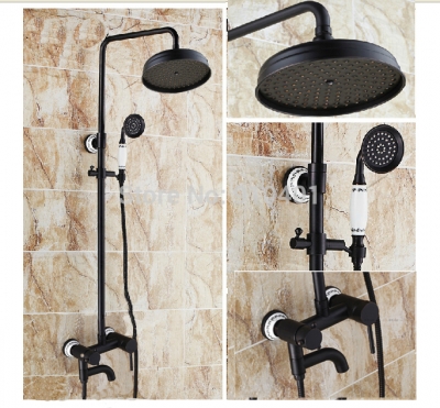 Wholesale And Retail Promotion Luxury Oil Rubbed Bronze Rain Shower Faucet Set Bathtub Mixer Tap Hand Shower [Oil Rubbed Bronze Shower-3880|]