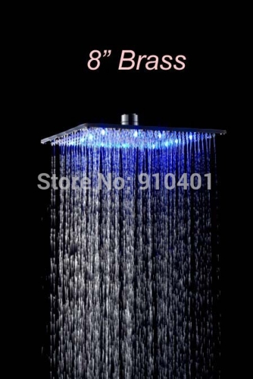 Wholesale And Retail Promotion Luxury Solid Brass 8" LED Color Changing Shower Head Chrome Shower Replacement [Shower head &hand shower-4183|]