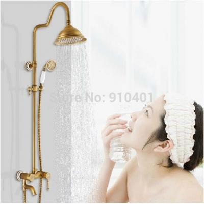 Wholesale And Retail Promotion Modern Antique Brass Rain Shower Column Bathroom Tub Mixer Tap With Hand Shower