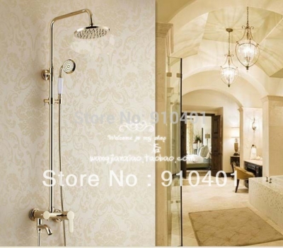 Wholesale And Retail Promotion Modern Golden Brass Rain Shower Faucet Set Bathroom Tub Mixer Tap Dual Handles