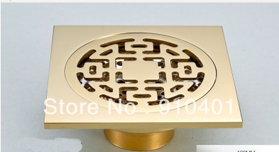 Wholesale And Retail Promotion NEW Antique Brass Art Carved 4" * 4"Floor Drain Bathroom Register Waste Drainer [Floor Drain & Pop up Drain-2655|]