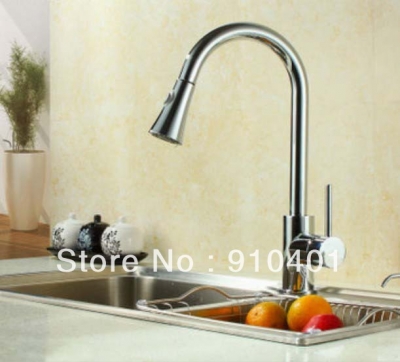 Wholesale And Retail Promotion NEW Chrome Brass Kitchen Sink Faucet Pull-Out Spray Swivel Spout Sink Mixer Tap [Chrome Faucet-1027|]