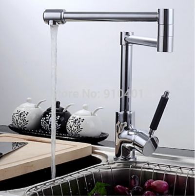 Wholesale And Retail Promotion NEW Deck Mounted Chrome Brass Kitchen Faucet Single Handle Vessel Sink Mixer Tap [Chrome Faucet-1056|]