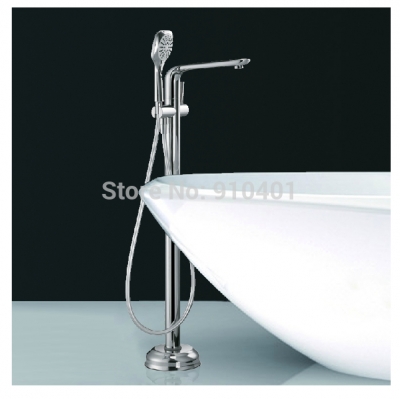 Wholesale And Retail Promotion NEW Free Staning Floor Mounted Bath Tub Filler Bathroom Mixer Tap W/ Hand Shower [Floor Mounted Faucet-2691|]