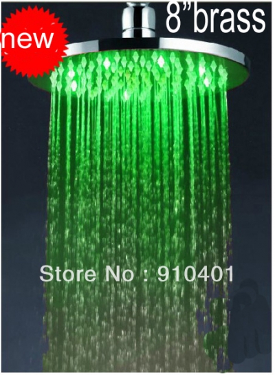 Wholesale And Retail Promotion NEW LED Color Changing 8" Round Rain Shower Head Chrome Solid Brass Shower Head [Shower head &hand shower-4145|]