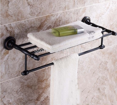 Wholesale And Retail Promotion NEW Luxury Oil Rubbed Bronze Bathroom Shelf Towel Rack Holder Towel Bar Hanger [Towel bar ring shelf-5062|]