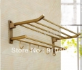 Wholesale And Retail Promotion NEW Modern Antique Brass Wall Mounted Bathroom Shelf Towel Rack Holder W/ Hooks